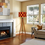 Nordic Retro Tripod Floor Lamp - 70s Peacock Eye Orange Red Yellow - retro floor lamps