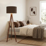 Nordic Retro Tripod Floor Lamp Mokka Brown Shade - retro floor lamps