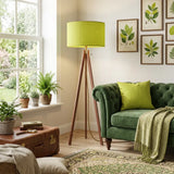 Nordic Retro Wooden Tripod Floor Lamp - Chartreuse Green Yellow Pop - retro floor lamps