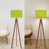 Nordic Retro Wooden Tripod Floor Lamp - Chartreuse Green Yellow Pop - retro floor lamps
