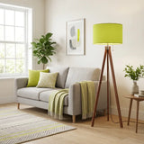 Nordic Retro Wooden Tripod Floor Lamp - Chartreuse Green Yellow Pop - retro floor lamps
