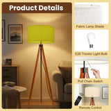 Nordic Retro Wooden Tripod Floor Lamp - Chartreuse Green Yellow Pop - retro floor lamps