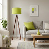 Nordic Retro Wooden Tripod Floor Lamp - Chartreuse Green Yellow Pop - retro floor lamps