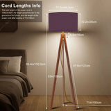 Nordic Retro Wooden Tripod Floor Lamp Muted Plum Eggplant Shade - retro floor lamps