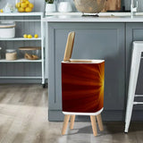 Nordic Square Small Trash Can with Lid Sunburst Orange Brown - One Size - retro tash cans