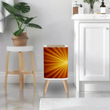 Nordic Square Small Trash Can with Lid Sunburst Orange Brown - One Size - retro tash cans
