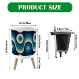 Nordic Style Plant Pot with Wooden Legs - Blue Beige Retro 60s - retro plant pot