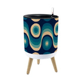 Nordic Style Plant Pot with Wooden Legs - Blue Beige Retro 60s - retro plant pot