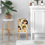 Nordic Style Square Small Trash Can with Lid Mid Century Pattern Faces - One Size - retro tash cans