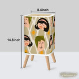 Nordic Style Square Small Trash Can with Lid Mid Century Pattern Faces - One Size - retro tash cans