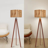 Nordic Tripod Floor Lamp with Wood Grain Shade and Remote LED Light - retro floor lamps