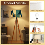 Nordic Wooden Retro Tripod Floor Lamp: Blue Brown White 60s Geometric - retro floor lamps