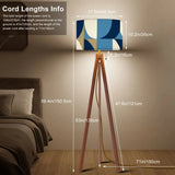 Nordic Wooden Retro Tripod Floor Lamp: Blue Brown White 60s Geometric - retro floor lamps