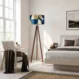 Nordic Wooden Retro Tripod Floor Lamp: Blue Brown White 60s Geometric - retro floor lamps
