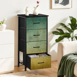 Ombré Green Brown Blue Fabric Dresser: Earthy Tones Steel Frame Storage Cabinet - One Size - retro dresser