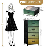 Ombré Green Brown Blue Fabric Dresser: Earthy Tones Steel Frame Storage Cabinet - One Size - retro dresser