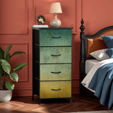 Ombré Green Brown Blue Fabric Dresser: Earthy Tones Steel Frame Storage Cabinet - One Size - retro dresser