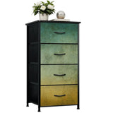 Ombré Green Brown Blue Fabric Dresser: Earthy Tones Steel Frame Storage Cabinet - One Size - retro dresser