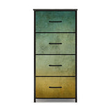 Ombré Green Brown Blue Fabric Dresser: Earthy Tones Steel Frame Storage Cabinet - One Size - retro dresser