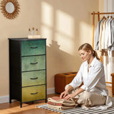 Ombré Green Brown Blue Fabric Dresser: Earthy Tones Steel Frame Storage Cabinet - One Size - retro dresser