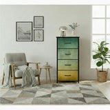 Ombré Green Brown Blue Fabric Dresser: Earthy Tones Steel Frame Storage Cabinet - One Size - retro dresser