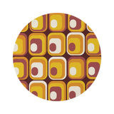 Orange Brown Retro 70s Round Rug Boho Chenille Mid-Century Style Area Carpet - 60’’ × 60’’ - retro rug