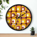 Orange Brown Retro 70s Round Rug Boho Chenille Mid-Century Style Area Carpet - 60’’ × 60’’ - retro rug