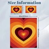 Orange Red 70s Heart Duvet Cover Set: Retro Full Size Microfiber Bedding - retro bedding