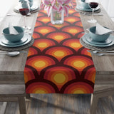 Orange Red Peacock Eye Midcentury Retro 70s Table Runner in 2 Sizes - retro table linen