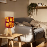 Orange Sqaures Retro 70s Midcentury Tripod Table Lamp – Smart LED Remote - retro table lamps