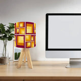 Orange Sqaures Retro 70s Midcentury Tripod Table Lamp – Smart LED Remote - retro table lamps