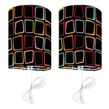 Pair of Retro Linen Shade Wall Sconces - Midcentury Modern Plug-in Lamps - US Plug - retro wall sconces