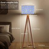Pale Blue White Retro Nordic Tripod Floor Lamp - 1970s Abstract Flowers Shade - retro floor lamps