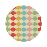 Pastel Colors Boho Round Rug Retro 60s Style Midcentury Area Carpet - 60’’ × 60’’ - retro rug