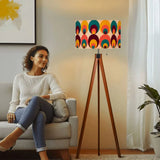 Peacock Eye Retro 70s Tripod Lamp – Midcentury Floor Light with LED Remote - retro floor lamps