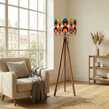 Peacock Eye Retro 70s Tripod Lamp – Midcentury Floor Light with LED Remote - retro floor lamps