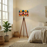 Peacock Eye Retro 70s Tripod Lamp – Midcentury Floor Light with LED Remote - retro floor lamps