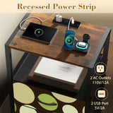 Polka Dot Midcentury Retro Nightstand with Built-In Charging Station - retro bedside table
