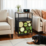 Polka Dot Midcentury Retro Nightstand with Built-In Charging Station - retro bedside table