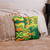 PSYCHEDELIC 1960s THROW PILLOW Swirl Midcentury Design Green Orange Yellow - retro pillow