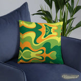 PSYCHEDELIC 1960s THROW PILLOW Swirl Midcentury Design Green Orange Yellow - retro pillow