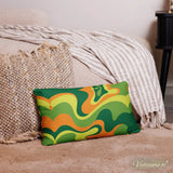 PSYCHEDELIC 1960s THROW PILLOW Swirl Midcentury Design Green Orange Yellow - retro pillow