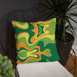 PSYCHEDELIC 1960s THROW PILLOW Swirl Midcentury Design Green Orange Yellow - retro pillow