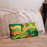 PSYCHEDELIC 1960s THROW PILLOW Swirl Midcentury Design Green Orange Yellow - retro pillow