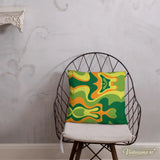 PSYCHEDELIC 1960s THROW PILLOW Swirl Midcentury Design Green Orange Yellow - retro pillow