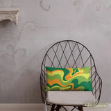 PSYCHEDELIC 1960s THROW PILLOW Swirl Midcentury Design Green Orange Yellow - retro pillow