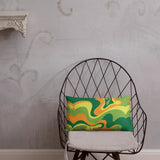 PSYCHEDELIC 1960s THROW PILLOW Swirl Midcentury Design Green Orange Yellow - retro pillow