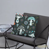 Psychedelic 70s DARK MUSHROOM Pillow Trippy Fungi Cushion Retro Mushie Hippie - retro pillow