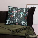 Psychedelic 70s DARK MUSHROOM Pillow Trippy Fungi Cushion Retro Mushie Hippie - retro pillow
