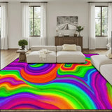 Psychedelic 70s Retro Rug 4:3 – Large Midcentury Plush Non-Slip Area Rug - 144’’x108’’ - retro rug